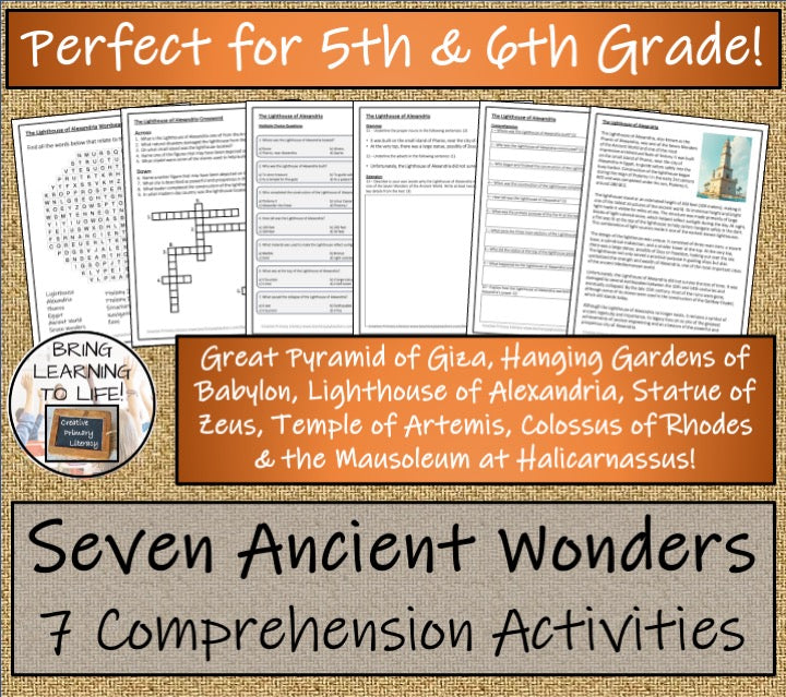 Seven Wonders of the Ancient World Close Reading Bundle | 5th Grade & 6th Grade