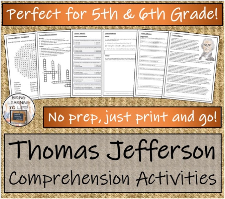 Thomas Jefferson Close Reading & Biography Bundle | 5th Grade & 6th Grade