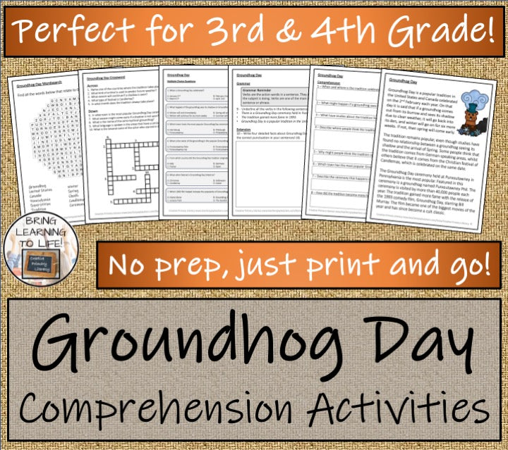 Groundhog Day Close Reading Comprehension Activities | 3rd Grade & 4th Grade