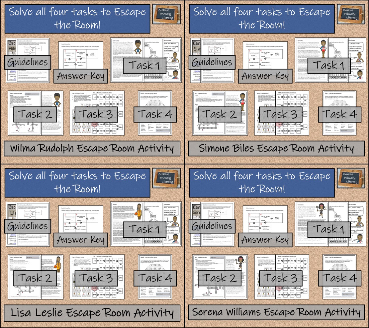 Sport Stars Volume 2 Escape Room Activity Bundle | 5th Grade & 6th Grade