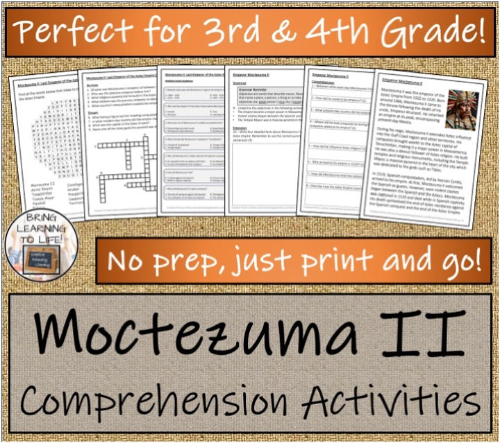 Moctezuma II Close Reading & Biography Bundle | 3rd Grade & 4th Grade