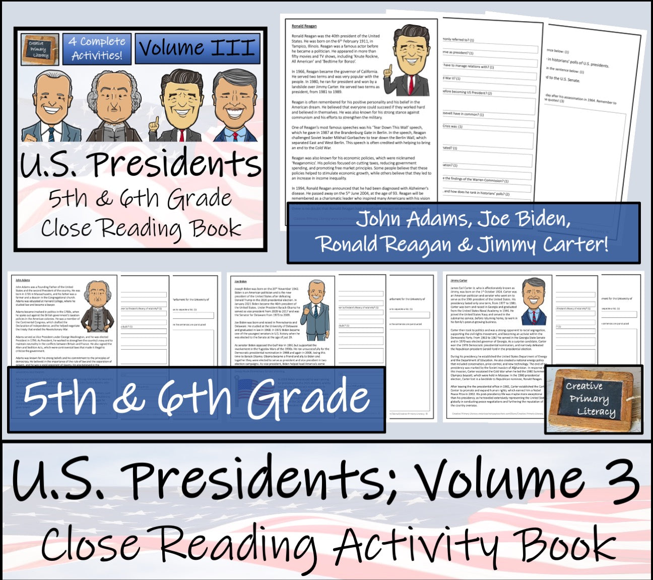 American Presidents Volume 3 Close Reading Comprehension Book | 5th & 6th Grade