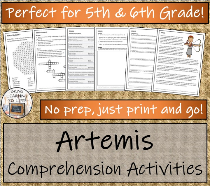 Artemis Close Reading Comprehension Activity | 5th Grade & 6th Grade