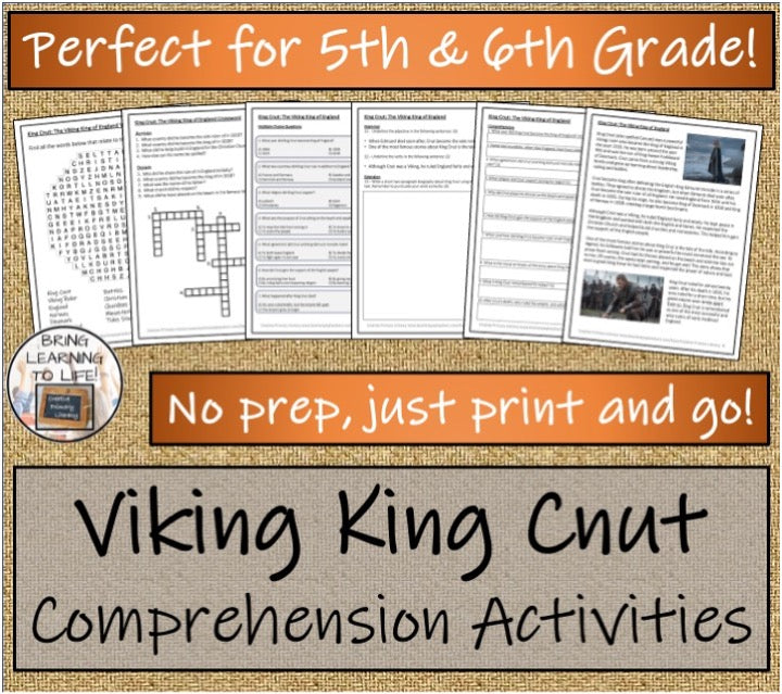 King Cnut Close Reading & Biography Bundle | 5th Grade & 6th Grade