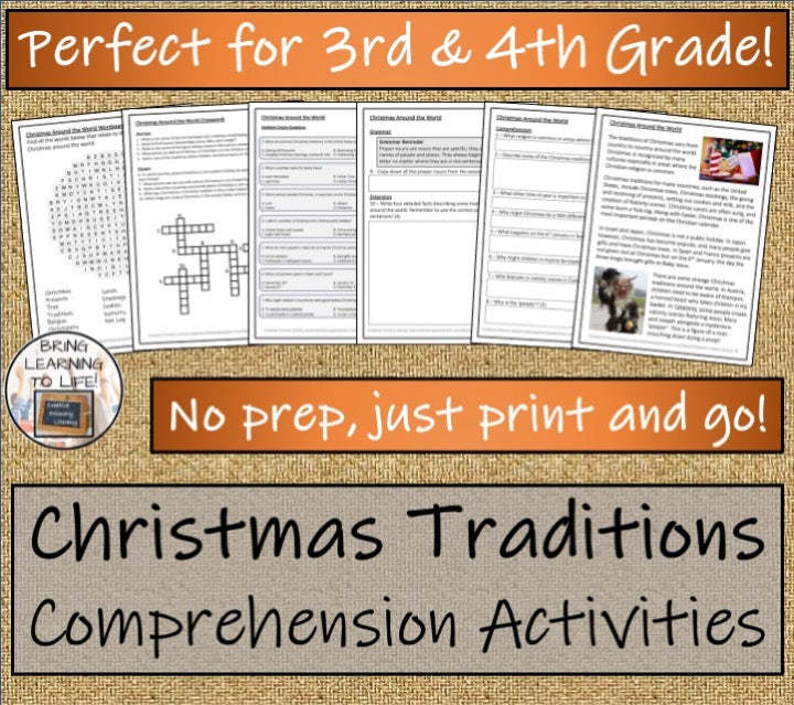 Christmas Around the World Close Reading & Writing Bundle 3rd & 4th Grade