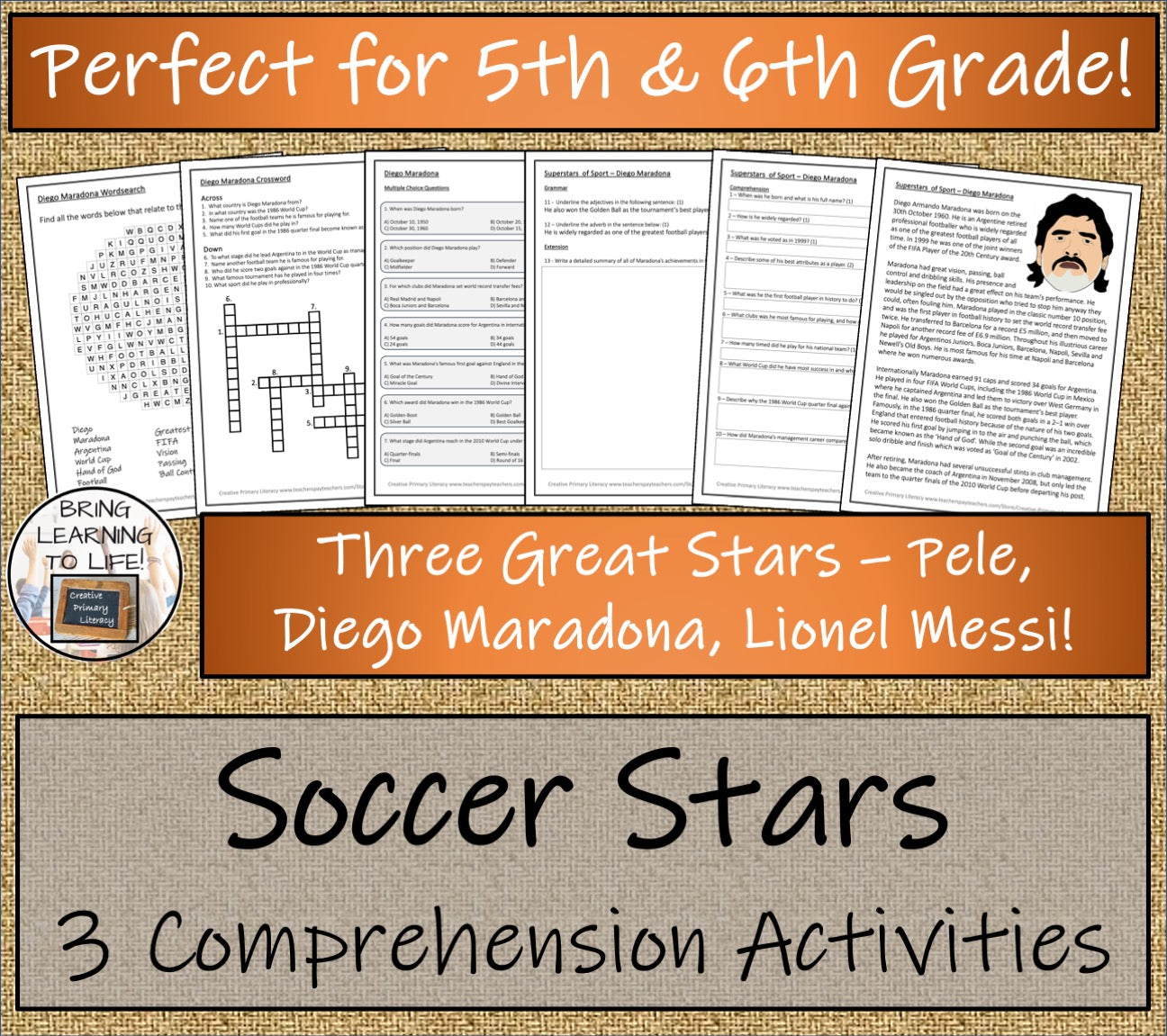 Greatest Soccer Players Close Reading Comprehension Bundle | 5th & 6th Grade