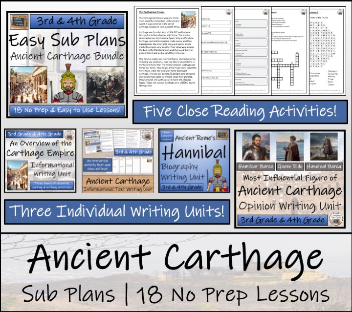 Emergency Sub Plans | Ancient Carthage Bundle | 3rd Grade & 4th Grade