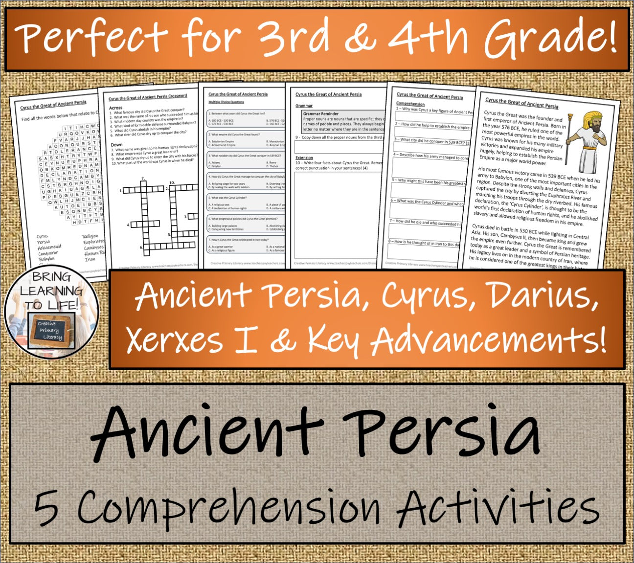 Ancient Persia Close Reading Comprehension Bundle | 3rd Grade & 4th Grade