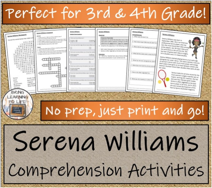 Serena Williams Close Reading & Biography Bundle | 3rd Grade & 4th Grade