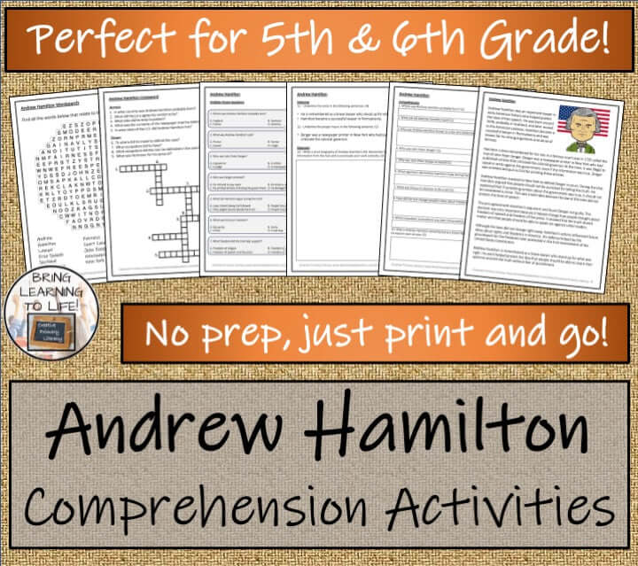 Andrew Hamilton Close Reading Passage & Comprehension Activities | 5th–6th Grade resources for students.