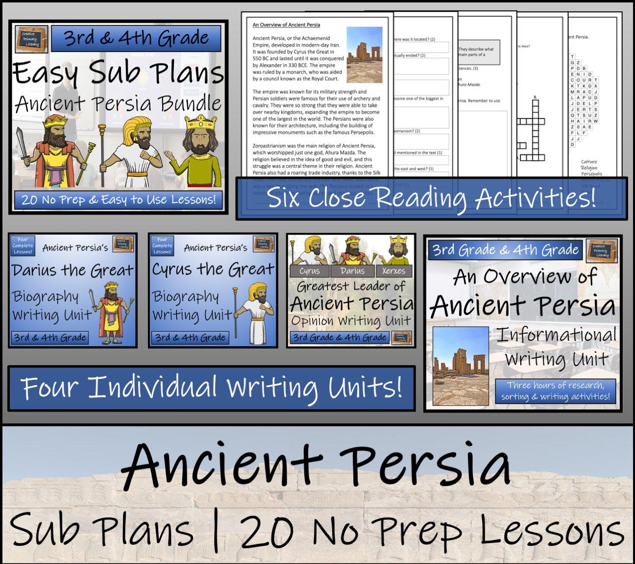 Emergency Sub Plans | Ancient Persia Bundle | 3rd Grade & 4th Grade