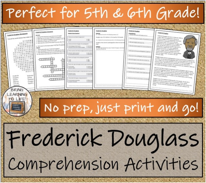 Frederick Douglass Close Reading & Biography Bundle | 5th Grade & 6th Grade