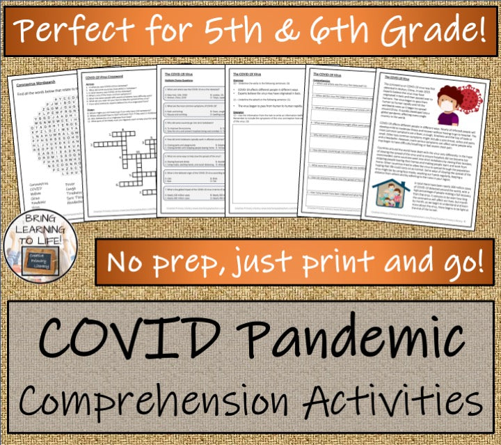 Coronavirus Pandemic Close Reading Comprehension Activities | 5th & 6th Grade