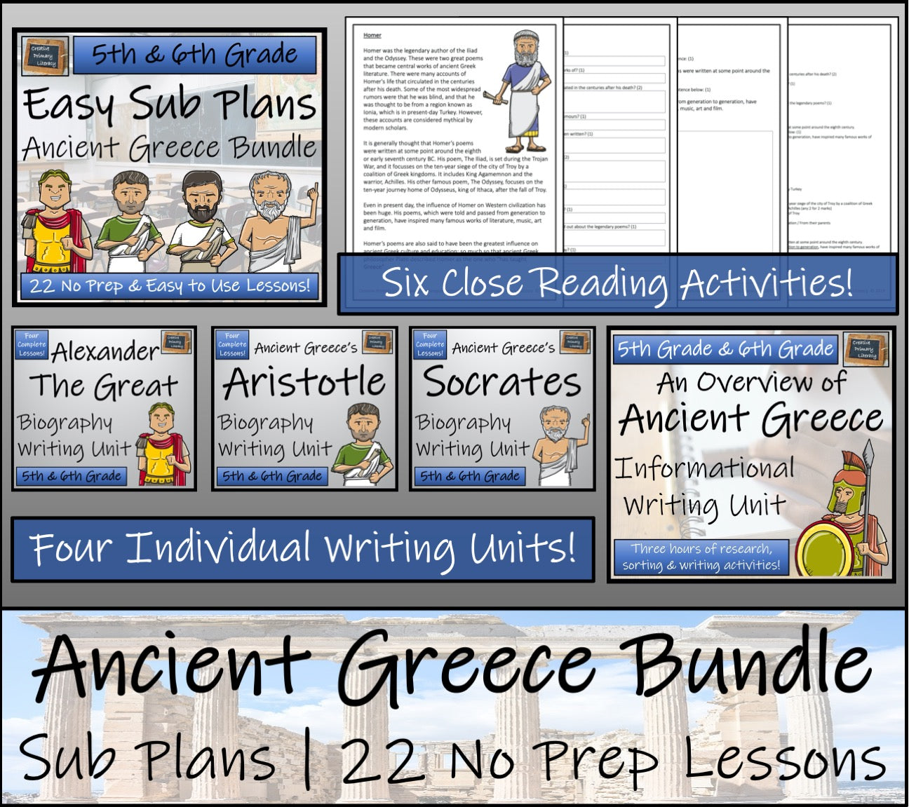 Emergency Sub Plans | Ancient Greece Bundle | 5th Grade & 6th Grade