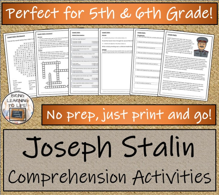 Joseph Stalin Close Reading Comprehension Activities | 5th Grade & 6th Grade