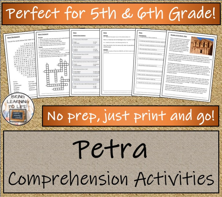 Petra Close Reading Comprehension Activity | 5th Grade & 6th Grade