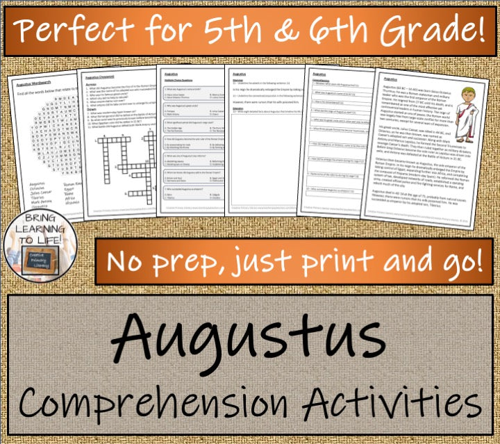 Augustus Close Reading Comprehension Activities | 5th Grade & 6th Grade