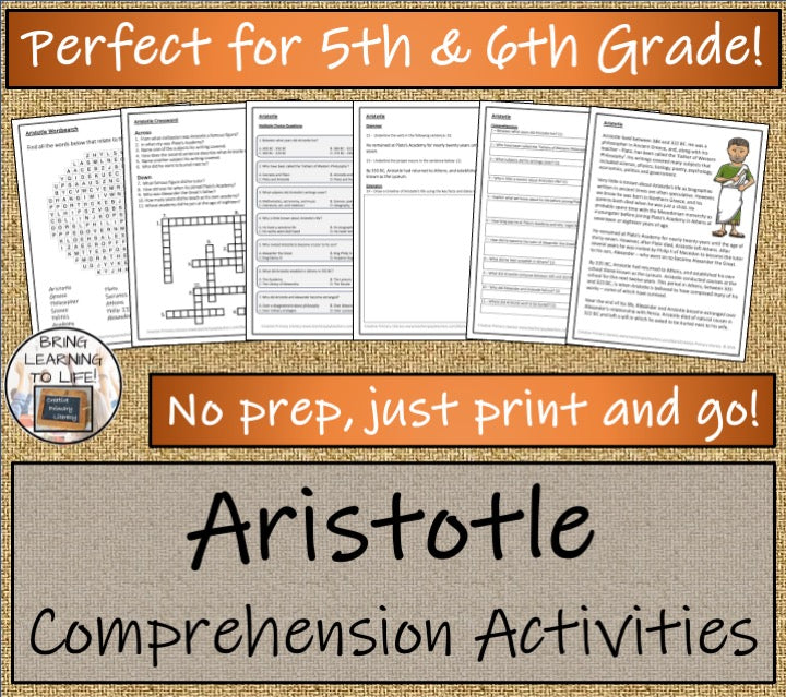 Aristotle Close Reading Comprehension Activities | 5th Grade & 6th Grade