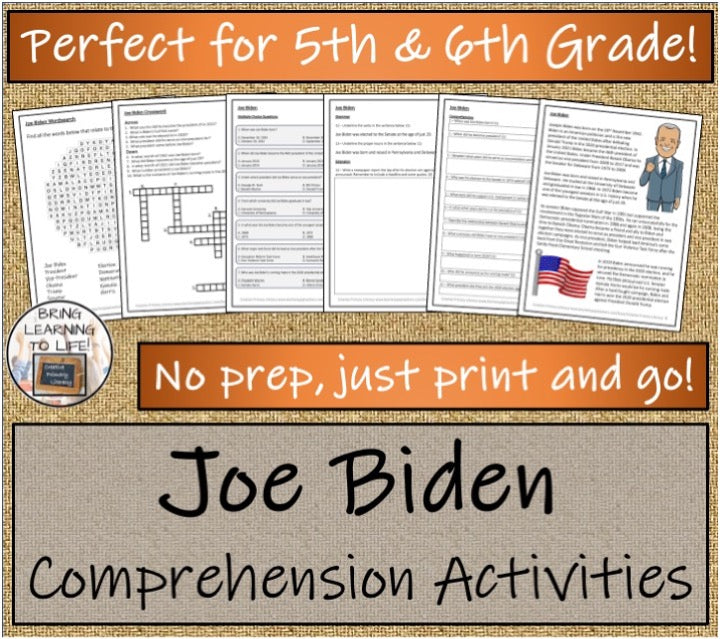 Joe Biden Close Reading & Biography Bundle | 5th Grade & 6th Grade