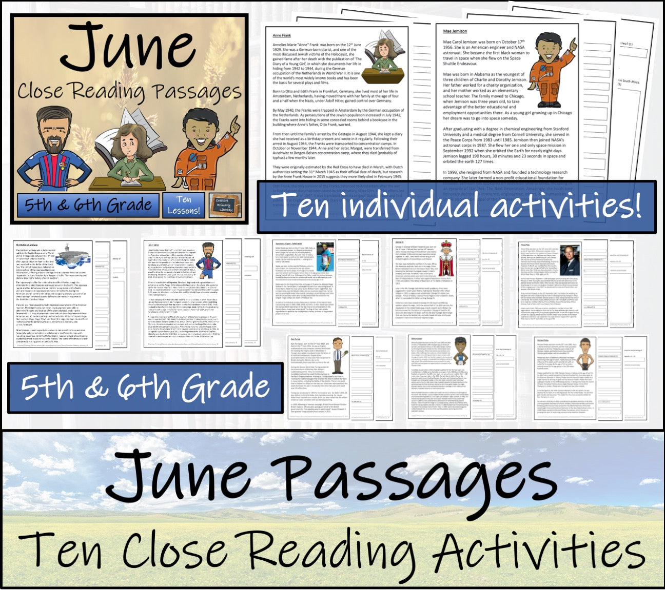June Close Reading Comprehension Passages | 5th Grade & 6th Grade