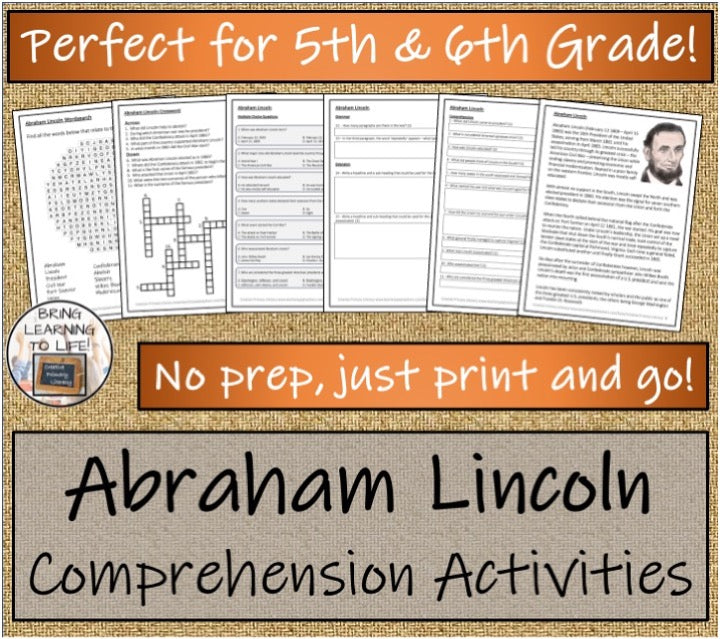 Abraham Lincoln Close Reading & Biography Bundle | 5th Grade & 6th Grade