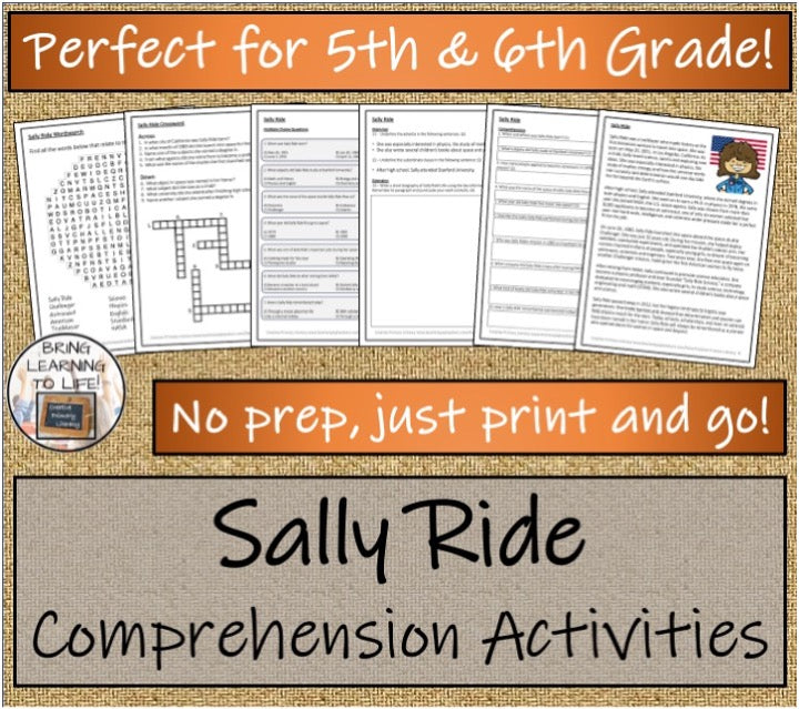 Sally Ride Close Reading & Biography Bundle | 5th Grade & 6th Grade