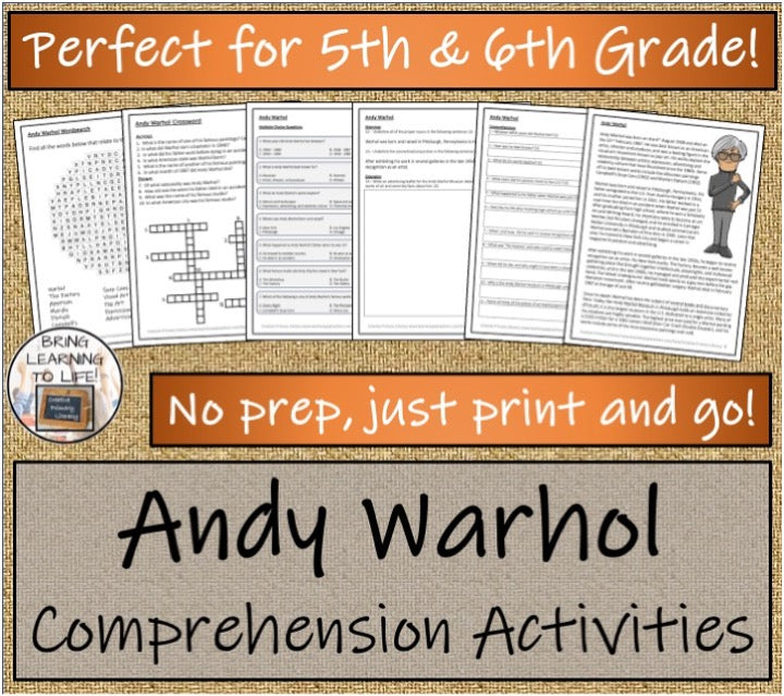 Andy Warhol Close Reading & Biography Bundle | 5th Grade & 6th Grade
