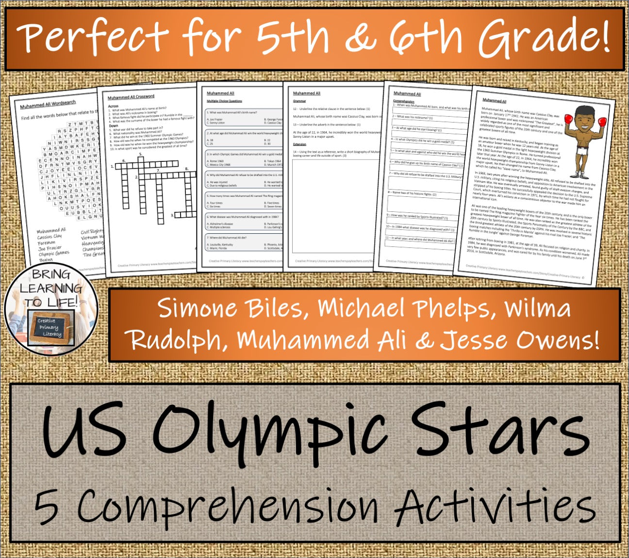 U.S. Olympic Stars Close Reading Comprehension Bundle | 5th Grade & 6th Grade