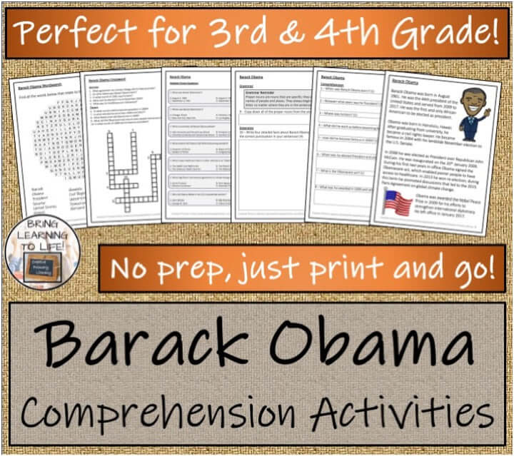 Barack Obama Close Reading & Biography Bundle | 3rd Grade & 4th Grade