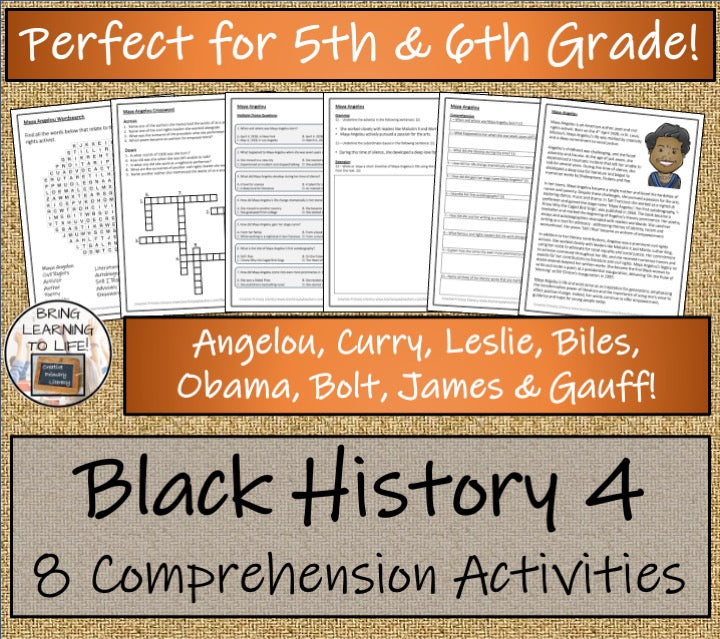 Black History Volume 4 Close Reading Comprehension Bundle | 5th & 6th Grade