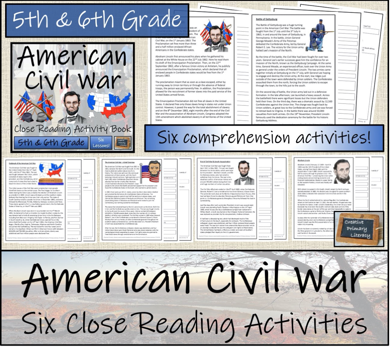 American Civil War Close Reading Comprehension Book Bundle | 5th & 6th Grade