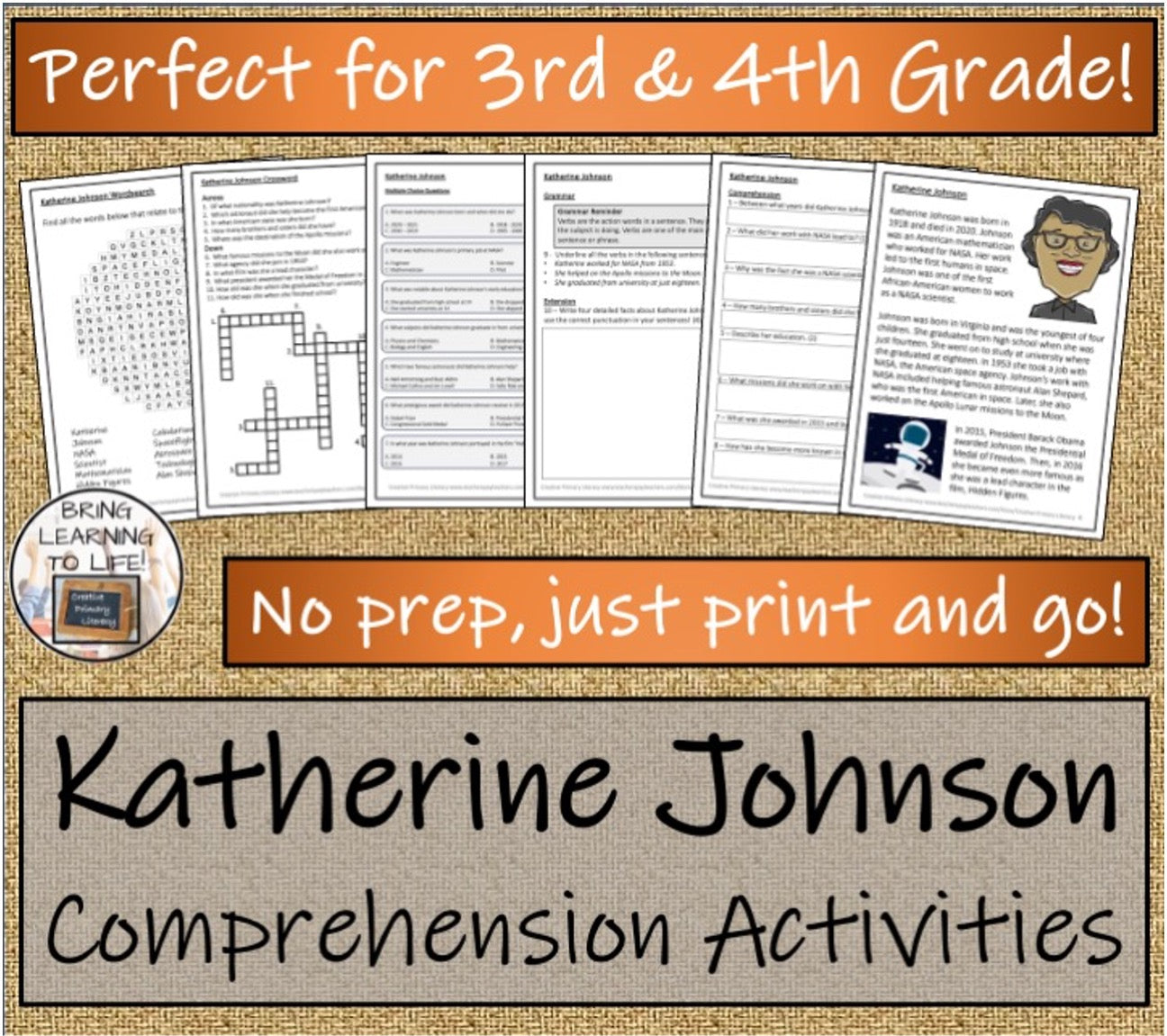 Katherine Johnson Close Reading & Biography Bundle | 3rd Grade & 4th Grade