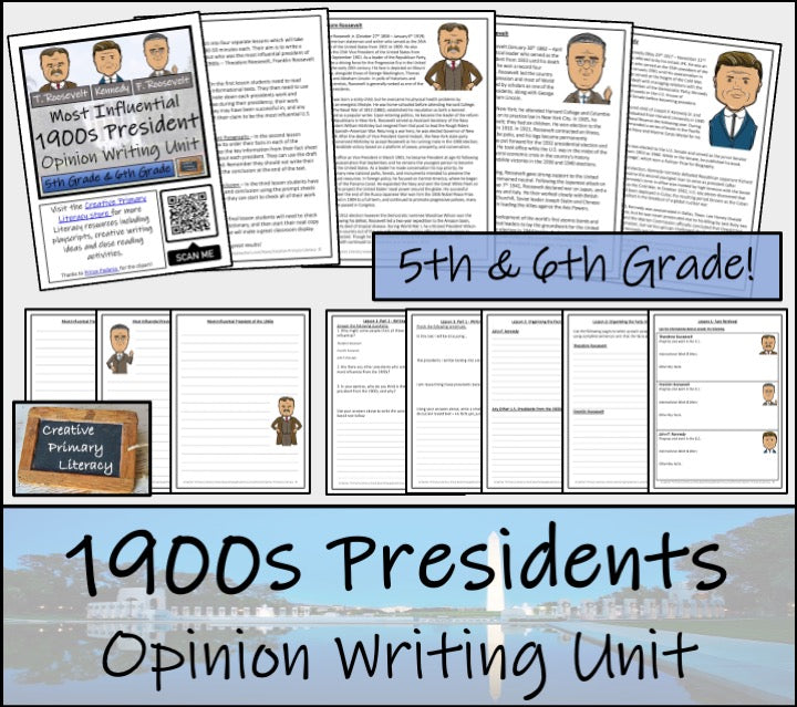 Most Influential 1900s President Opinion Writing Unit | 5th Grade & 6th Grade