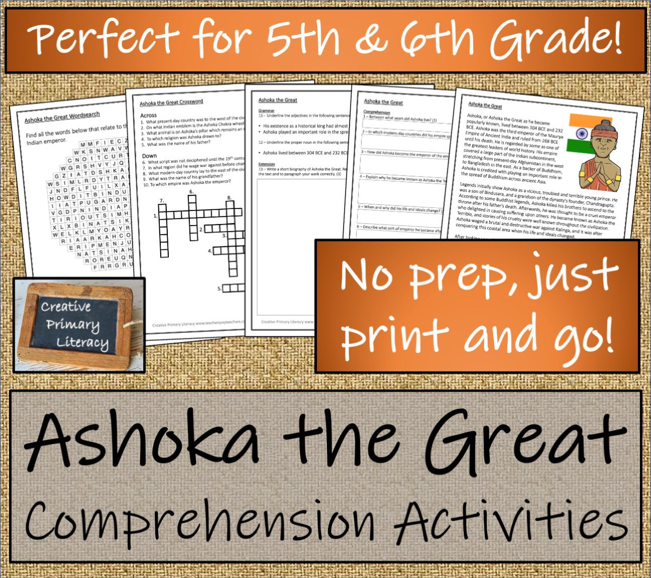 Ashoka the Great Close Reading & Biography Writing Bundle | 5th & 6th Grade