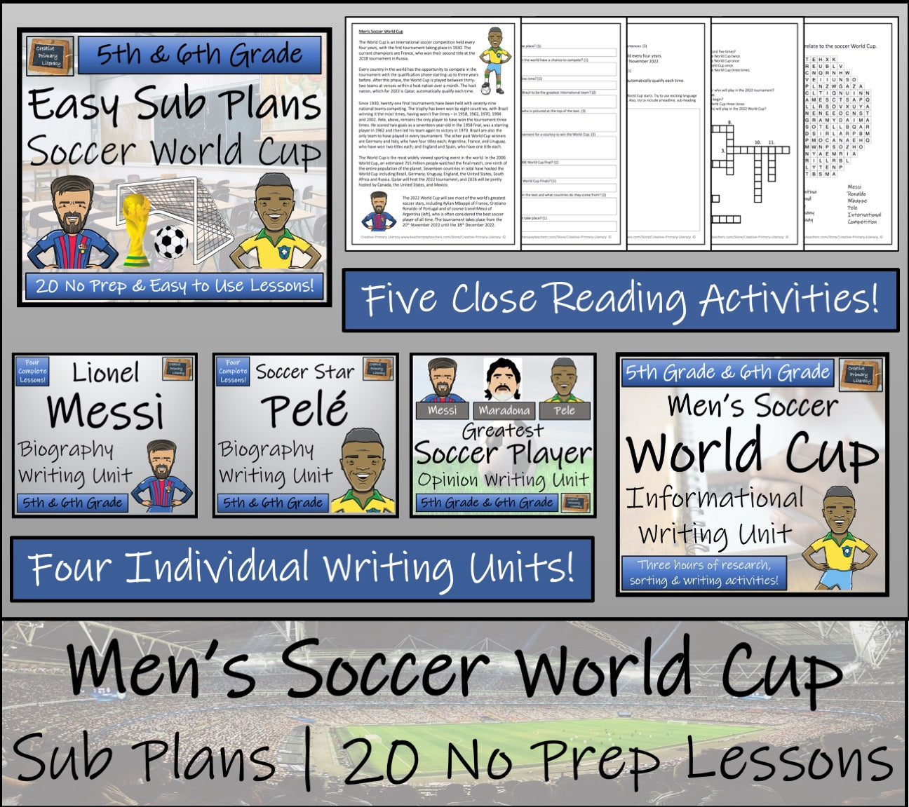 Emergency Sub Plans | Soccer World Cup Bundle | 5th Grade & 6th Grade