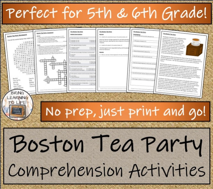 Boston Tea Party Close Reading & Informational Writing Bundle | 5th & 6th Grade