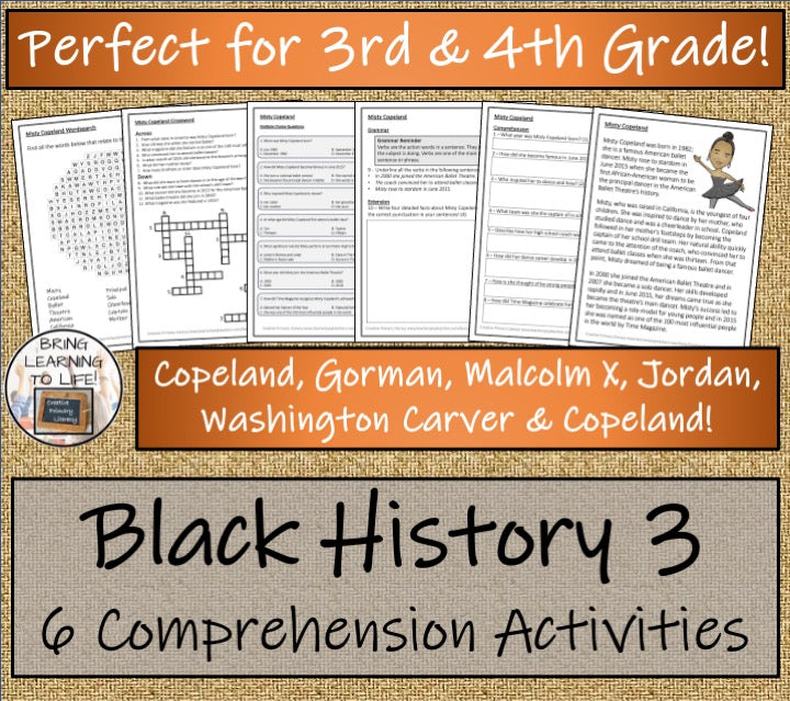 Black History Volume 3 Close Reading Comprehension Bundle | 3rd & 4th Grade