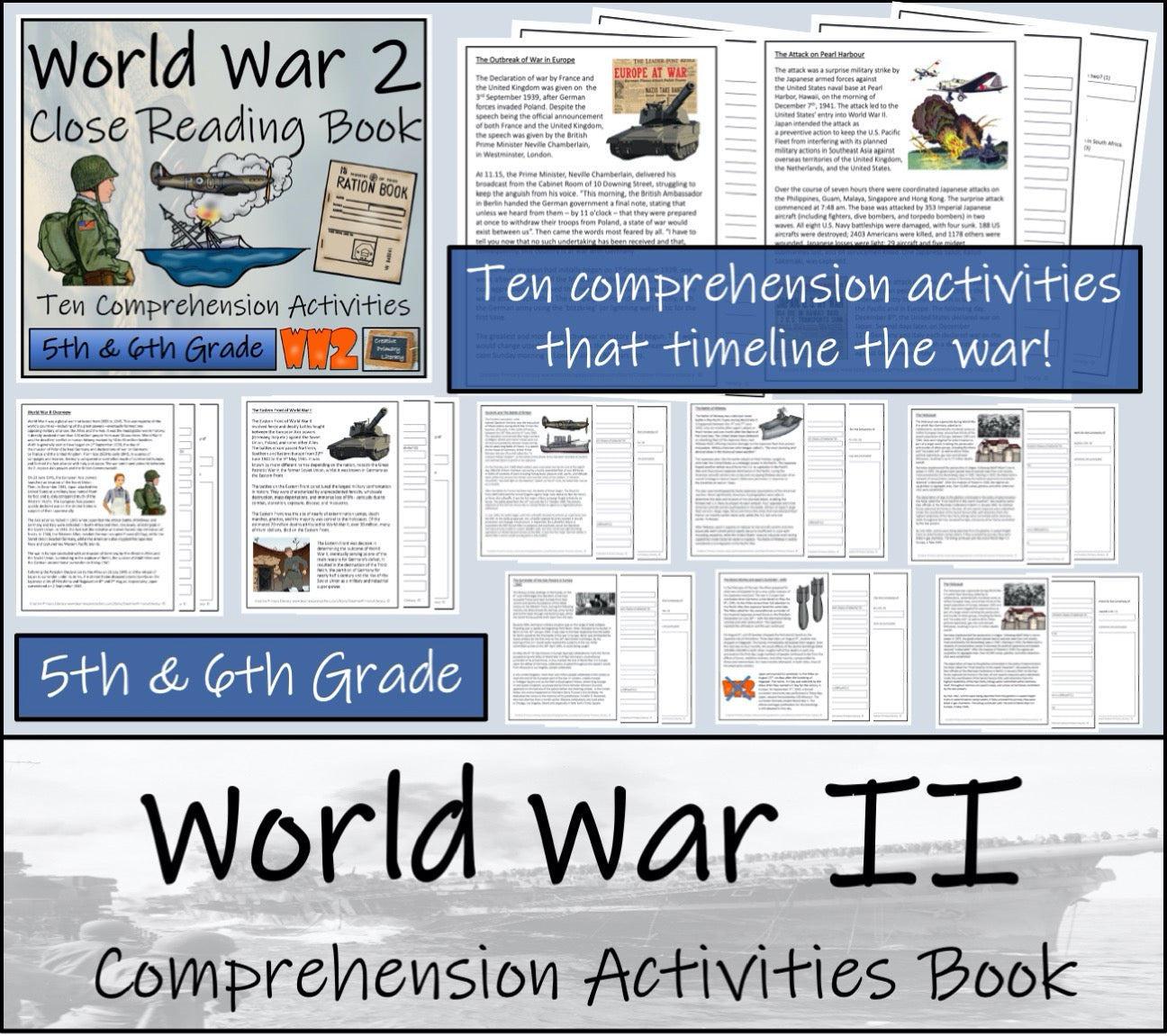 World War I & World War II Close Reading Book Bundle | 5th Grade & 6th Grade