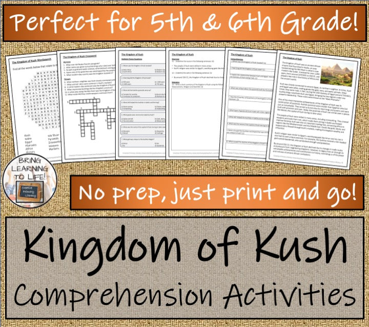 Kingdom of Kush Close Reading Comprehension Activities | 5th Grade & 6th Grade