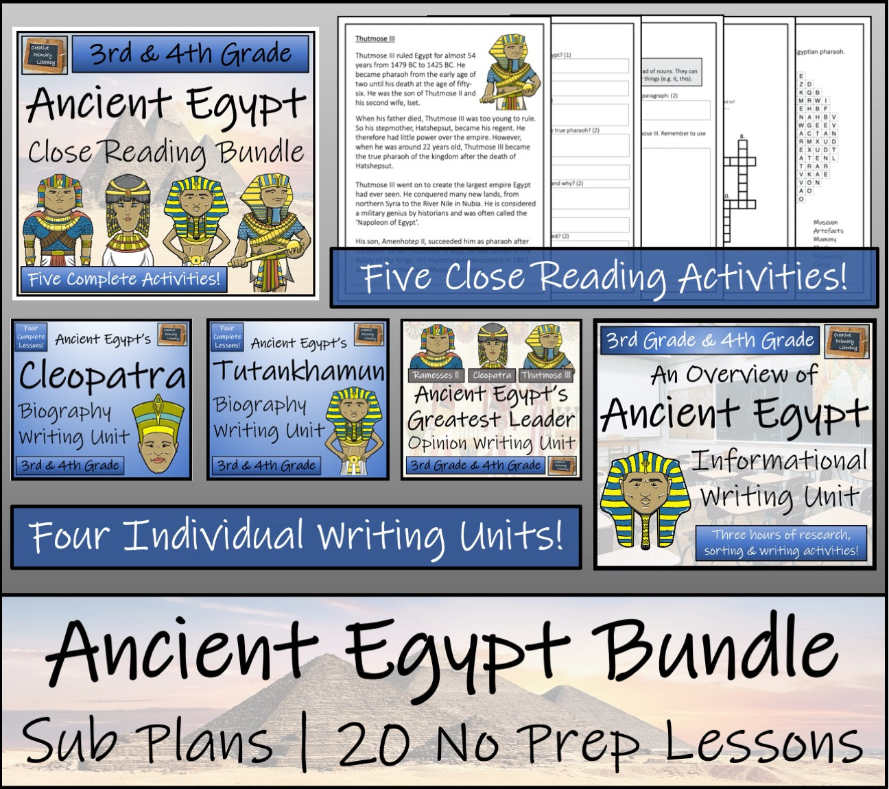 Emergency Sub Plans | Ancient Egypt Bundle | 3rd Grade & 4th Grade