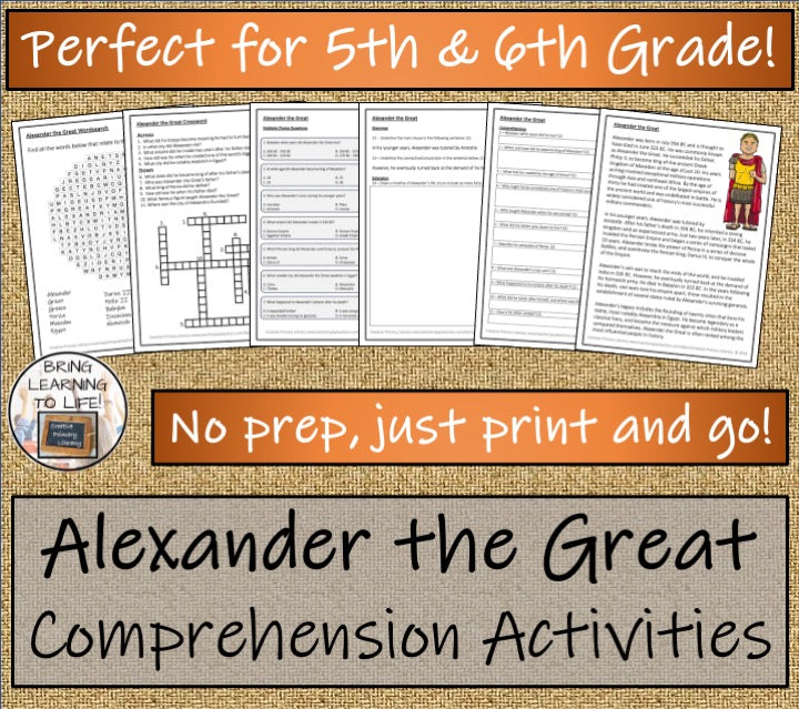 Alexander the Great Close Reading Comprehension Activities | 5th Grade & 6th Grade