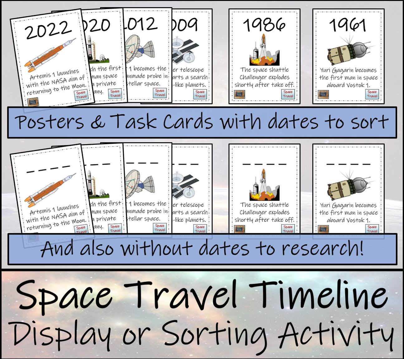 Space Travel Timeline Display Research and Sorting Activity