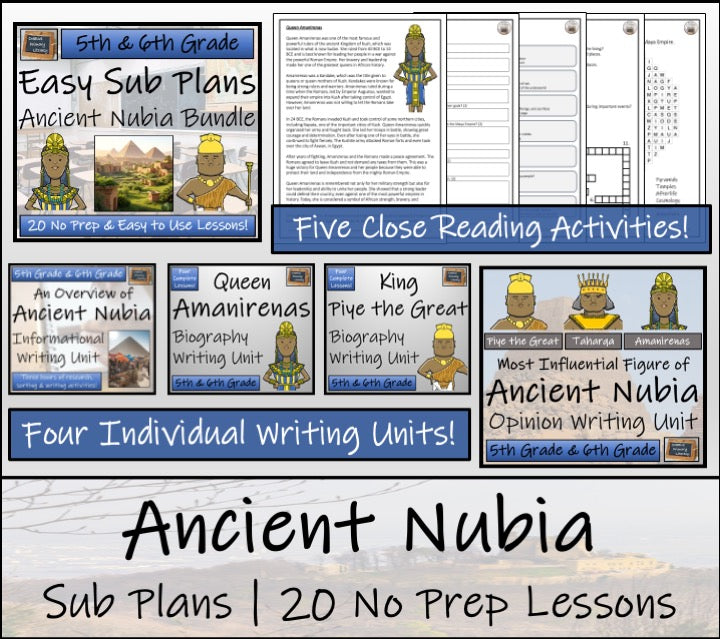 Emergency Sub Plans | Ancient Nubia Bundle | 5th Grade & 6th Grade