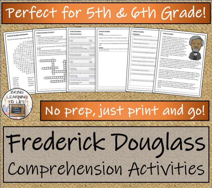 Frederick Douglass Close Reading Comprehension Activity | 5th Grade & 6th Grade