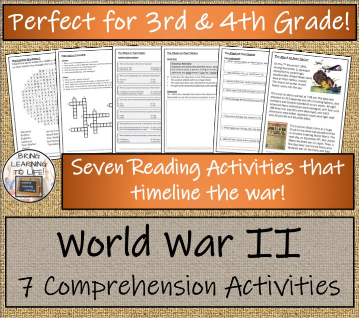 World War II Close Reading Comprehension Bundle | 3rd Grade & 4th Grade