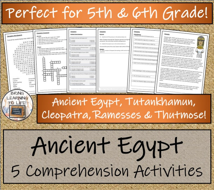 Ancient Egypt Close Reading Comprehension Activity Bundle | 5th & 6th Grade