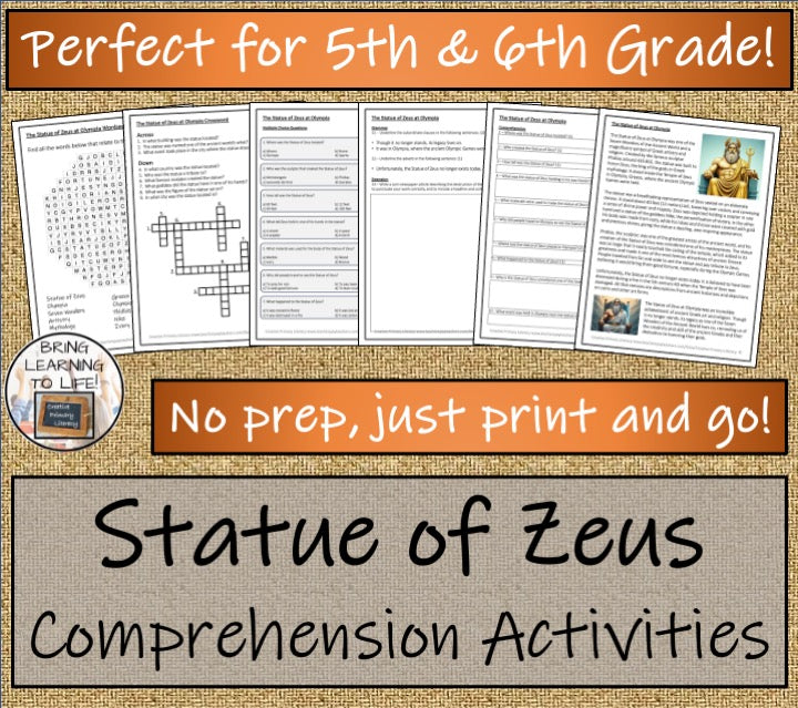 Statue of Zeus in Olympia Close Reading Activities | 5th Grade & 6th Grade