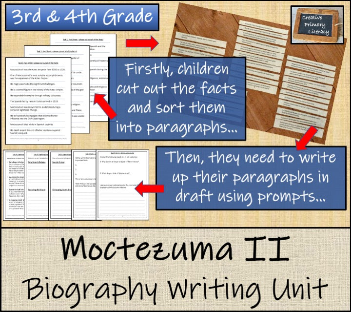 Moctezuma II Biography Writing Unit | 3rd Grade & 4th Grade