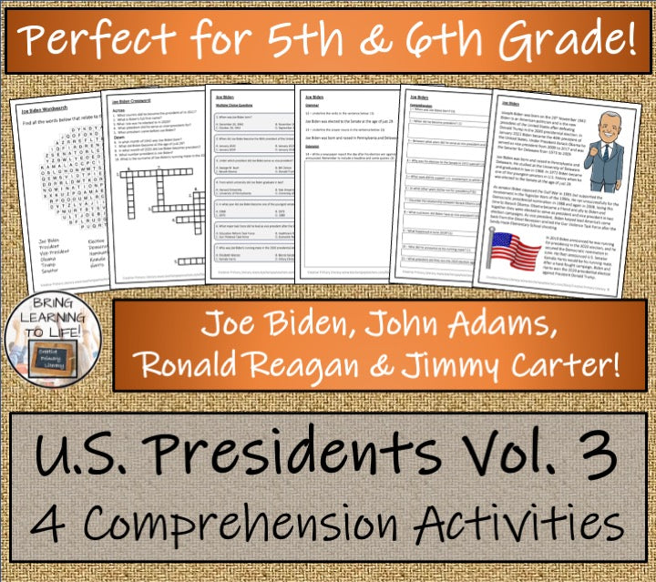 U.S. Presidents Volume 3 Close Reading Comprehension Bundle | 5th & 6th Grade