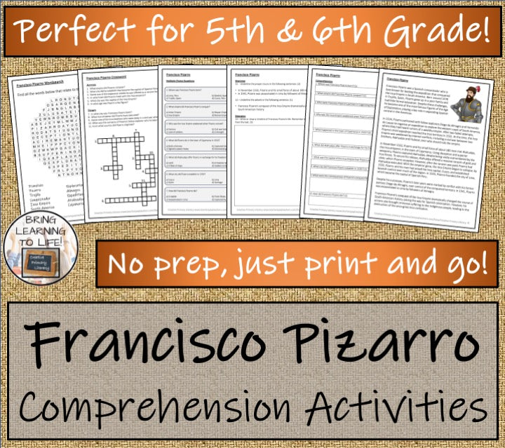 Francisco Pizarro Close Reading Comprehension Activities | 5th Grade & 6th Grade